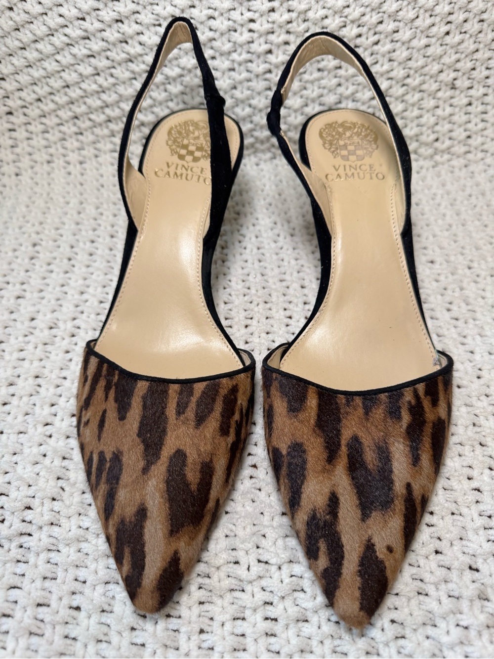 Vince Camuto Kolissa Leopard Cow Hair Slingback Heels 9.5 - Picture 6 of 8